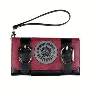 Supernatural Black and Maroon Pentagram Clutch Wallet Wristlet